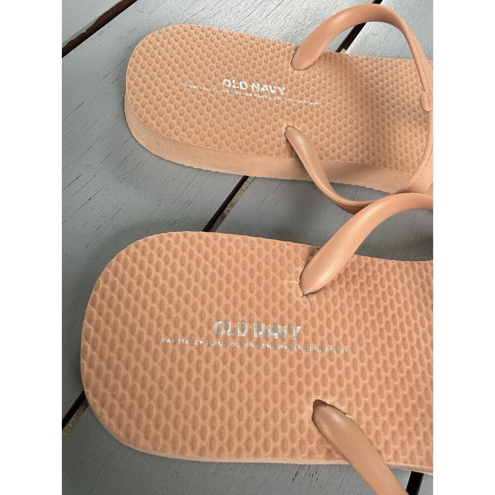 Old Navy Women Beige Pink T-Strap Sandals Partially Plant Based Size 8 - Picture 7 of 9